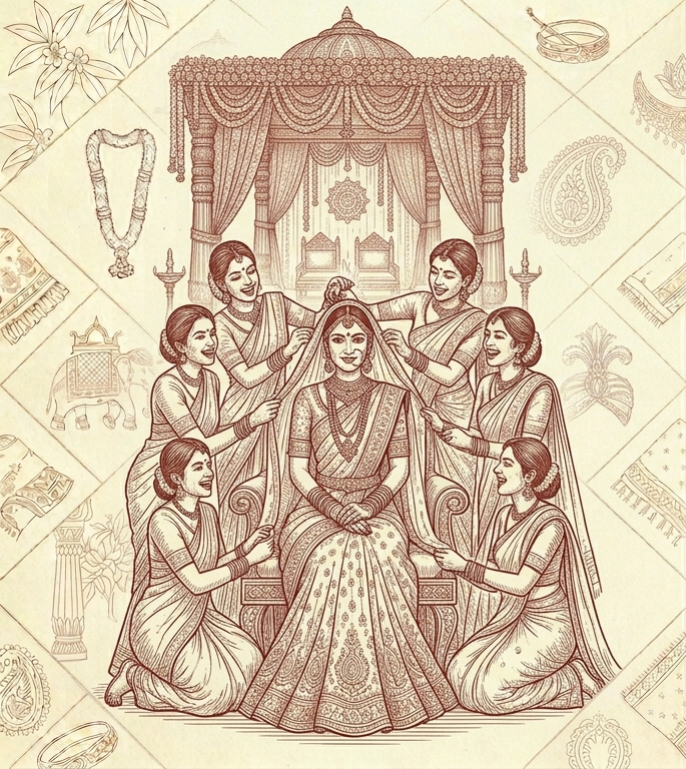 Traditional Indian wedding illustration